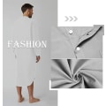 Miniatyrbillede 4 af 4: Herre Pyjamas Pyjamas Toppe Pyjamas Letvægts Bomuld Bløde Pyjamas Langærmede Pyjamas Halv Knap Hjem Hospital Lounge Tøj White XXL
