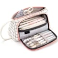 Miniatyrbillede 1 af 5: Etui med stor kapacitet, blyantpose, makeup-lærred, brevpapirpose med lynlås (sort tern, 20 x 11 x 10 cm)