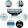 Miniatyrbilde 3 av 4: Pakke med 4 3-lags barberblader, egnet for Geely Feng San Wind Speed 3 barberblader skjeggkutterhode