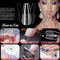 Miniatyrbild 4 av 5: Nagelspetsar, mjuk gel full cover nagelspetsar kit för nagelförlängningar, klara akryllimspetsar utan fil falska franska nagelspetsar för nagelkonst Semi-matte-trapezoidal