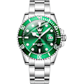Miniatyrbillede 1 af 5: OLEVS Herreure Sort Green Dial/Silver Band