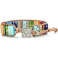 Miniatyrbilde 1 av 5: 7 Chakra Armbånd for Kvinner med Ekte Steiner Lær Wrap Healing Bead Armbånd Kvinner Menn Boho Vennskap Smykker