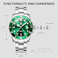 Miniatyrbillede 2 af 5: OLEVS Herreure Sort Green Dial/Silver Band