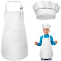 Miniatyrbild 1 av 4: Barnförkläde och kockhattuppsättning, justerbart barntäcke med 2 fickor för pojkar flickor, för matlagning bakning målning (7-13 år)