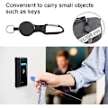 Pikkukuva 4 / 4: Retractable Key Chain, 3 Pc Badge Reel Heavy Duty ID Card Badge Holder Carabiner D Ring Keyring with Wire Rope