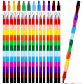 Miniatyrbillede 1 af 5: Stablebare farveblyanter, 24 stk. stablebare farveblyanter regnbueblyanter, 12 farver byggelige stablebare farveblyanter DIY farveblyant festartikler