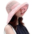 Miniatyrbild 1 av 5: Kvinnors Mesh Solhattar Sommar Strand UV-skydd UPF Packable Bred Brätte Hakrem pink