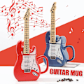 Miniatyrbilde 4 av 5: Kreative Gitar-Krus med Tretre-design, Personlige Kaffekopper i Porselen, Keramisk Tekopp med Noter, for Gave, Familie og Kontor (Blå) Blue