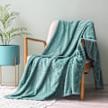 Miniatyrbillede 2 af 5: Flannel tæppe, 127x178 CM sofa tæpper, blødt jacquard vævet blade mønster tæpper til sofa, celadon tæppe