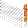 Miniatyrbillede 1 af 5: Lange grillspyd 10 stk rustfrit stål grillspyd grillspyd genanvendelige grillspyd flade til picnic camping grillfest