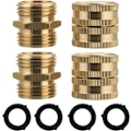 Miniatyrbillede 1 af 5: Haveslange Adapter, Han til Han, Hun til Hun, 3/4 Tommer Messingforbindelse, 4-pak med Ekstra 4 Vaskemaskiner