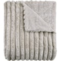 Miniatyrbillede 2 af 5: Varmt og blødt kunstpels tæppe, blødt stribet fleece tæppe til sofa seng stue, beige - enkelt - 130 x 150 cm