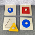 Miniatyrbillede 3 af 5: Baby Træ Geometriske Form Puslespil, Montessori Farvematch Læringslegetøj 1 2 3 4 År GiAt Aor Småbørn Førskole