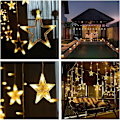 Miniatyrbillede 2 af 5: Julevindueslys Dekoration Indendørs-LED Stjerne Gardinlys-Xmas Vindueslys Udendørs Fe Lyskæde til Soveværelse, Bryllup, Fest