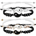 Miniatyrbillede 1 af 5: 4 Yin Yang justerbar snor armbånd, Yin Yang par armbånd, matchende Yin Yang bedste ven armbånd