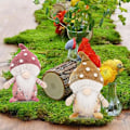 Miniatyrbild 3 av 5: Semester svamp hatt gnom prydnad - Set av 2 skandinaviska stoppade plysch Tomte Gonks