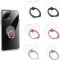 Miniatyrbild 1 av 4: 6 st transparenta mobiltelefonringhållare, runda och hjärtformade 360 graders rotation universell ringgrepphållare