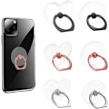Miniatyrbillede 1 af 4: 6 stk. gennemsigtig mobiltelefon ringholder, rund og hjerteform 360 graders rotation universel ringgrebsholder