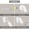 Miniatyrbillede 5 af 5: LED Vægslampe Sort - GU10 Vægskænke med Kabelprop og Afbryder Industriel Vægslampe Justerbar, til Soveværelse Gang (Uden Pærer) Blanco