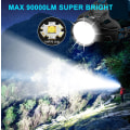 Miniatyrbilde 2 av 5: Oppladbar LED-hodelykt, superkraftig 50000 lumen 4 moduser LED-lommelykt med rødt baklys, USB-oppladbar 6000mAh, vanntett hodelykt