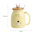 Miniatyrbillede 3 af 5: Tekop med ske og låg, keramisk kaffekop, kawaii katte kop, søde tekopper, søde ting, fødselsdagsgaver, 401-500ml Azul