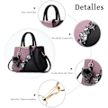 Miniatyrbillede 5 af 5: Dametasker Blomstermønster Crossbody Tasker Pom Pom Dekoration Håndtasker Tote Tasker til Kvinder Damer Skuldertaske PU Læder negro