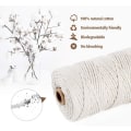 Miniatyrbillede 2 af 5: Rebskit 3mm x 200m Beige Bomuldsreb, 100% Bomuld Makramé Garn Garn, Naturlig Bomuldsreb Til Vævning Hængende Planter DIY