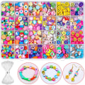 Miniatyrbilde 1 av 5: 480 stk fruktblomst polymerleireperler, 24 stiler trendy søte smileyansiktsperle charms