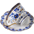 Miniatyrbillede 1 af 5: Blå Blomster Mønster Fine Bone Kina Kaffe Kop, Porcelæn Kop og Underkop Sæt, 200ML