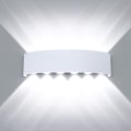 Miniatyrbillede 1 af 3: Moderne vandtætte LED-væglampe op og ned væglampe aluminium LED væglampe indendørs udendørs badeværelse soveværelse, 12W hvid