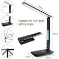 Miniatyrbilde 4 av 5: Dimbar LED-bordlampe, 3 moduser/ 5 lysstyrkenivåer/LCD-skjerm/alarmklokke/temperatur og kalender, øyebeskyttende berørings-LED-skrivebordslampe Black