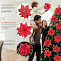 Miniatyrbilde 3 av 5: Glitter Poinsettia Kunstige Blomster - 12 stk Lyse Røde Ornamenter