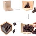 Miniatyrbild 5 av 5: Originella 3D-hjärnpussel i trä för vuxna och barn, Genius Skills Builder T-formade bitar.