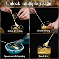 Miniatyrbilde 2 av 5: Cocktail-omrøringskje i rustfritt stål, lange håndtak, lang vridd cocktail-omrører for bartender, lang og attraktiv spiraldesign for omrøring Imitation gold