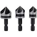 Pikkukuva 1 / 5: 3 kpl 1/4\" kuusiokolo HCS -viisteterä 5-urainen poranterä viisteterät upotusjyrsin 12mm/16mm/19mm puulle ja metallille