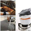Miniatyrbild 3 av 5: Ugnshandskar värmebeständiga - halkfria silikonköksvantar för grillning, bakning, mikrovågsugn med vattentät (grå)