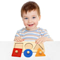 Miniatyrbillede 3 af 3: Baby Træ Geometriske Form Puslespil, Montessori Matchende Jigsaw Træ Knop Puslespil 1--4 År Gamle GiAt Aor Småbørn Førskole