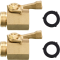 Miniatyrbilde 2 av 4: Heavy Duty Messing Hage Slange Avsperringsventil, 3/4 Tommer, 2-Pakk med 2 Slange Vaskemaskiner