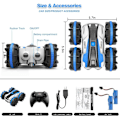 Miniatyrbillede 5 af 5: Amfibisk fjernstyret bil til børn, vandtæt 4WD 2.4Ghz stunt RC bilbåd med 360° roterende og vippe RC lastbil, Off Road Rock Crawler, Blå
