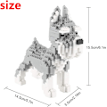 Miniatyrbillede 2 af 5: Mikro Byggeklodser Mini Kæledyrs Byggelegetøj Klodser til børn Schnauzer 6 x 2 x 6 inches