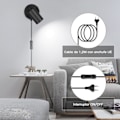 Miniatyrbillede 2 af 5: LED Vægslampe Sort - GU10 Vægskænke med Kabelprop og Afbryder Industriel Vægslampe Justerbar, til Soveværelse Gang (Uden Pærer) Azul claro