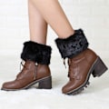 Miniatyrbilde 2 av 4: Kvinners jenter Faux Fur Boot Cuff Socks - Strikkede leggvarmere