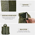 Miniatyrbilde 4 av 5: Sammenleggbar Mesh-pose med snor Multifunksjonell verktøypose Gjenvinningspose Dumppose for belte vest ryggsekk utendørsaktiviteter Army Green