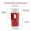 Miniatyrbillede 2 af 5: Diamant Hulsavsbor med M14 Gevind til Tør eller Vådt Boring, 30mm