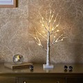 Miniatyrbillede 1 af 5: Hvidt juletræ med lys Mini birketræ pynt med varmt hvide LED'er Batteridrevet borddekoration til jul Hjem