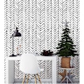 Pikkukuva 3 / 5: Moderni raidallinen irrotettava ja liimattava tapetti Herringbone mustavalkoinen vinyyli koristeellinen 17,7 tuumaa x 19,7 jalkaa A