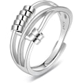 Miniatyrbillede 1 af 4: 925 Sterling Sølv Ring til Angst - Retro Spinner Ring til Lindring af Angst og Stress