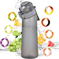 Pikkukuva 5 / 5: Ilmavesipullo tuoksupalkoilla, 650 ml juomapullot 7 hedelmäpalkoilla, oljella (satunnaisia ​​tuoksupalkoja) Frosted black (7 random rings)