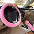 Miniatyrbild 1 av 5: 3 st vintervarm plysch rattmuff handbromsskydd växelspakskydd biltillbehör, rosa