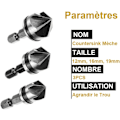 Pikkukuva 3 / 5: 3 kpl 1/4\" kuusiokolo HCS -viisteterä 5-urainen poranterä viisteterät upotusjyrsin 12mm/16mm/19mm puulle ja metallille